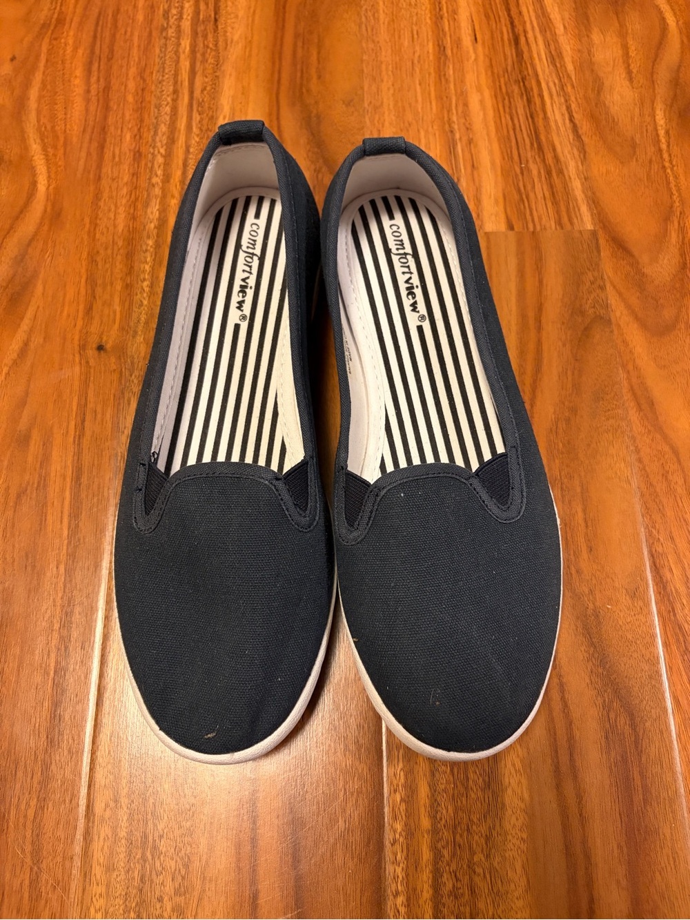 comfortview Navy Slip-On Canvas Flats for Women